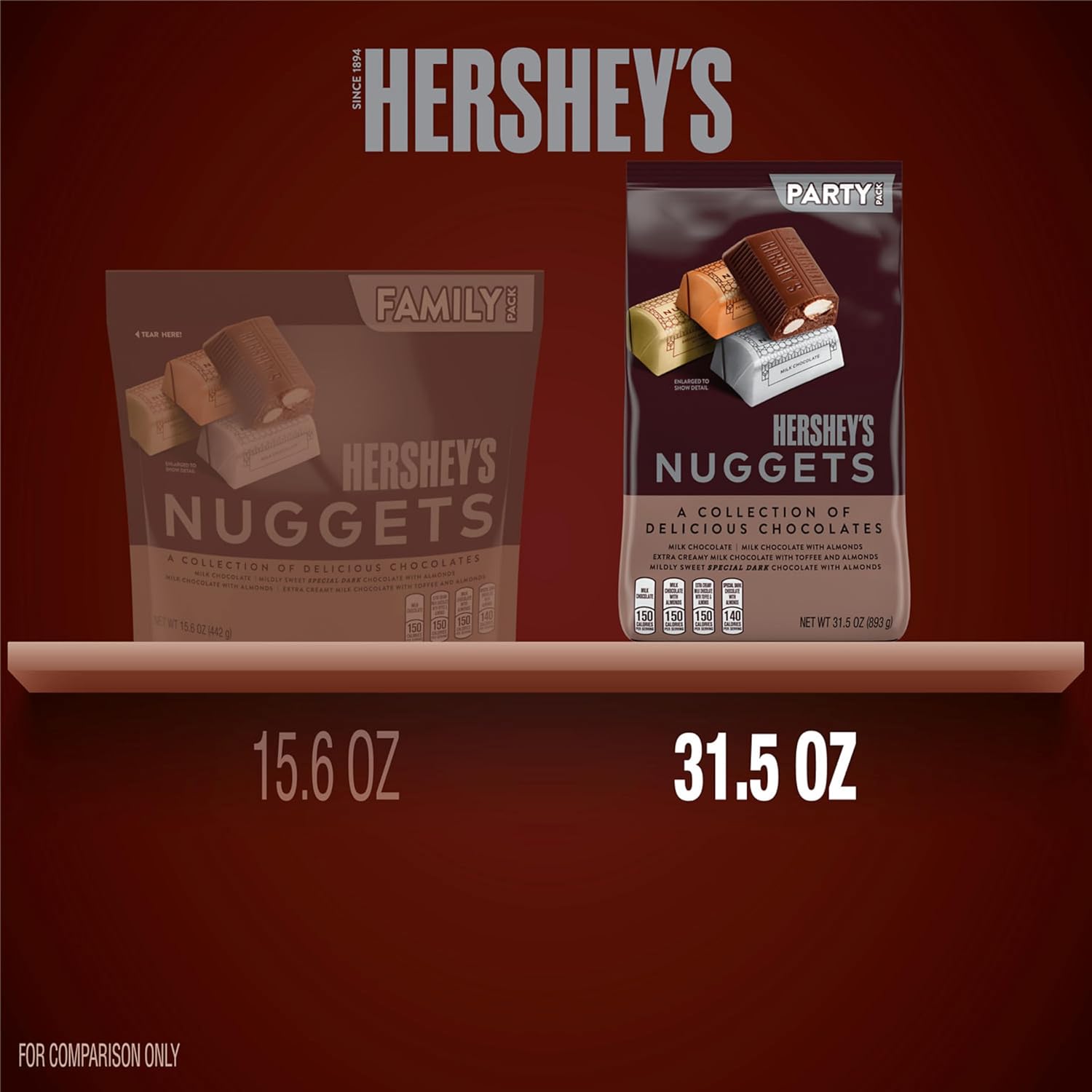 HERSHEY'S NUGGETS Assorted Chocolate Candy Party Pack, 31.5 oz