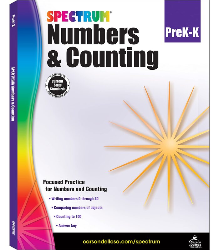 Spectrum Numbers and Counting Preschool to Kindergarten Workbooks, PreK to K Math Book for Kids Ages 4 and Up