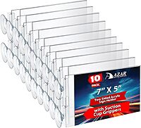 Azar Displays Two-Sided Acrylic Sign Holders with Suction Cup Grippers, Pack of 10