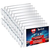 Azar Displays Two-Sided Acrylic Sign Holders with Suction Cup Grippers, Pack of 10
