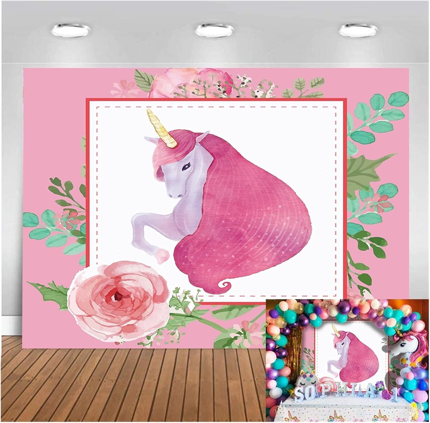 The Handsome And Beautiful Unicorn Can Be Used As The Background Cloth For Children's Birthday Party Photography. It Is Made