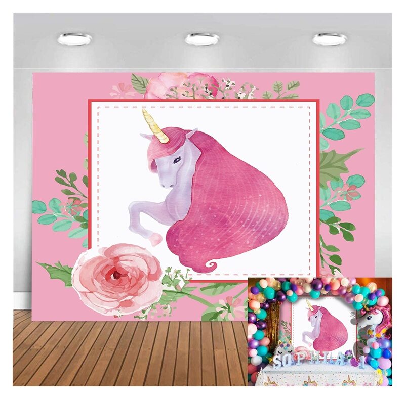 The Handsome And Beautiful Unicorn Can Be Used As The Background Cloth For Children's Birthday Party Photography. It Is Made