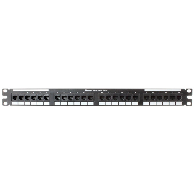 Panduit DP245E88TGY Category-5E 24-Port Flat Punchdown Patch Panel, Black