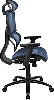 Flash Furniture LO Ergonomic Mesh Office Chair with 2-to-1 Synchro-Tilt, Adjustable Headrest, Lumbar Support - Arms in Blue
