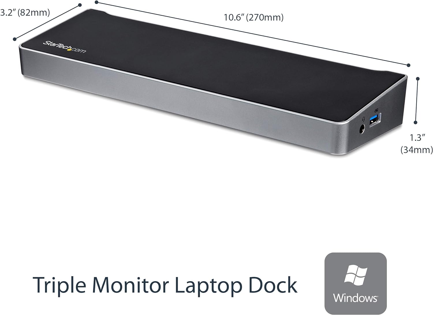 StarTech.com Triple Monitor USB 3.0 Docking Station, 2x 4K DisplayPort & HDMI, USB Type A Universal Laptop Dock, Windows/Mac
