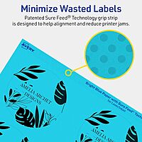 AVERY Printable Round Labels - Sure Feed Technology, Bright Blue, 3" Diameter