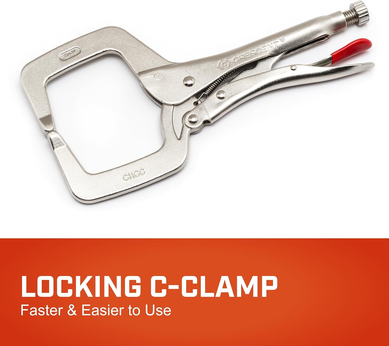Crescent Locking C-Clamp 18" with Swivel Pad Tips - Heavy-Duty, Red