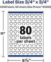 Avery Glossy Clear Heart Labels, Sure Feed Technology, 0.75" x 0.75"