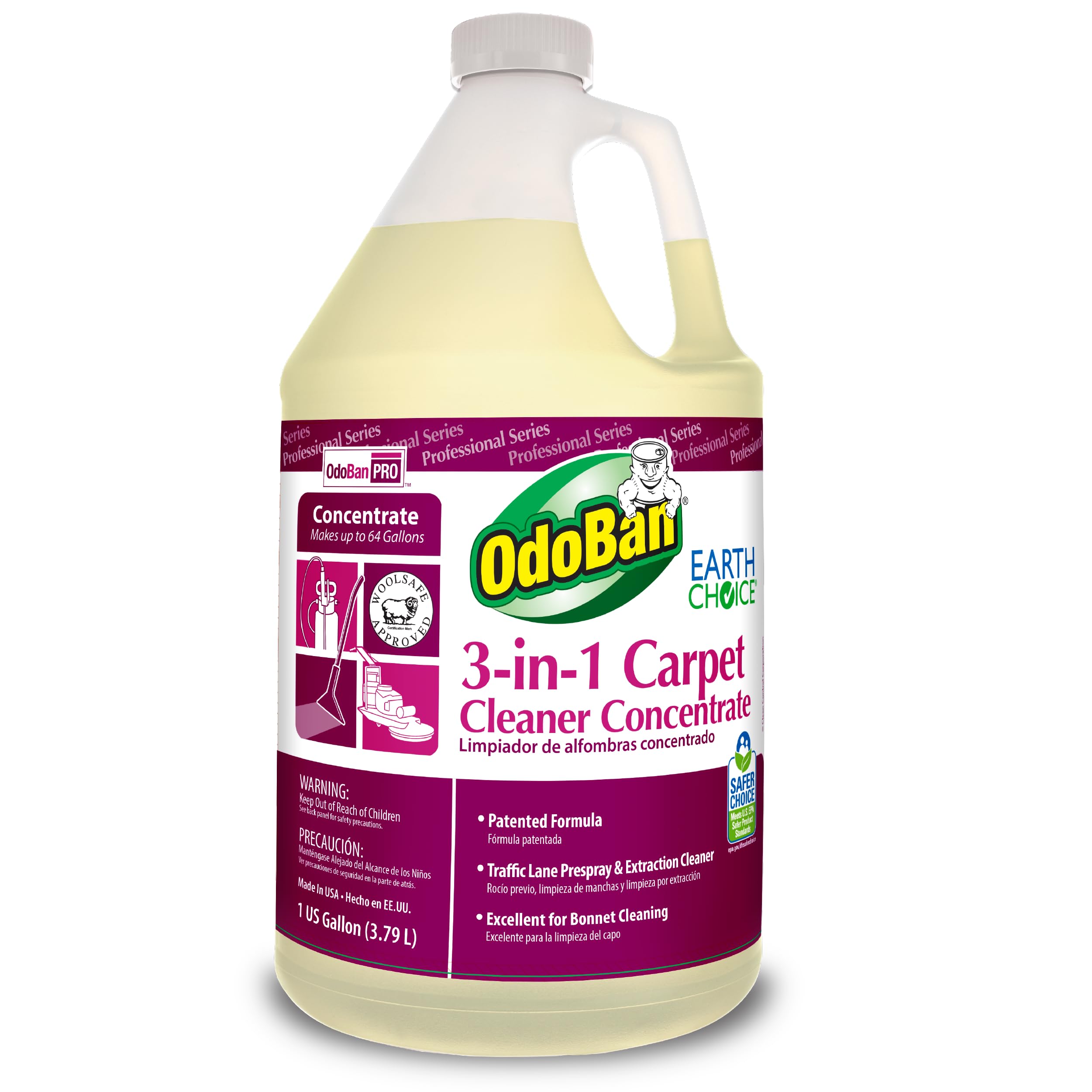 OdoBan Professional 3-in-1 Carpet Cleaner Concentrate, Made in the USA, 1 Gallon
