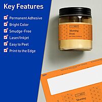 Avery Printable Rectangle Labels, Sure Feed Technology, 2.25 x 7.75 in, Bright Orange, Print-to-The-Edge, Laser/Inkjet