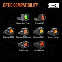 C+H Precision Optics Adapter Plate with 10-8 Rear Sight for SIG P320 Legion (X-Five/M17/M18) with Romeo 1 Pro Optic Ready Cut and Trijicon RMR/SRO, Holosun 407C/507C/508C/508T