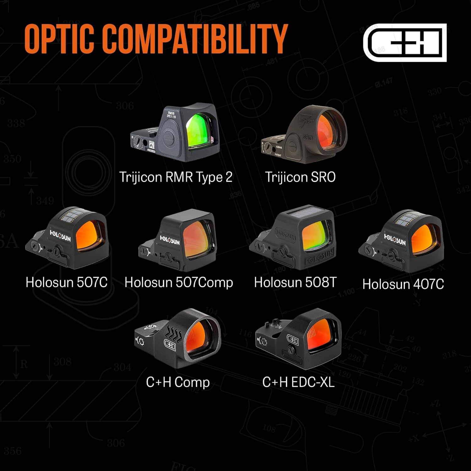C+H Precision Optics Adapter Plate with 10-8 Rear Sight for SIG P320 Legion (X-Five/M17/M18) with Romeo 1 Pro Optic Ready