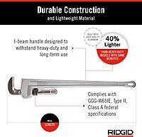 RIDGID 31115 Model 848 Aluminum Straight Pipe Wrench, 48-inch Plumbing Wrench
