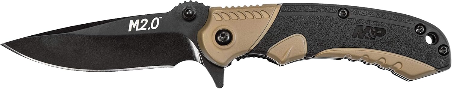 Smith & Wesson M&P M2.0 6.1in S.S Ultra-Glide Folding Knife with2.75in Drop Point Blade and Aluminum/Nylon FDE Handle