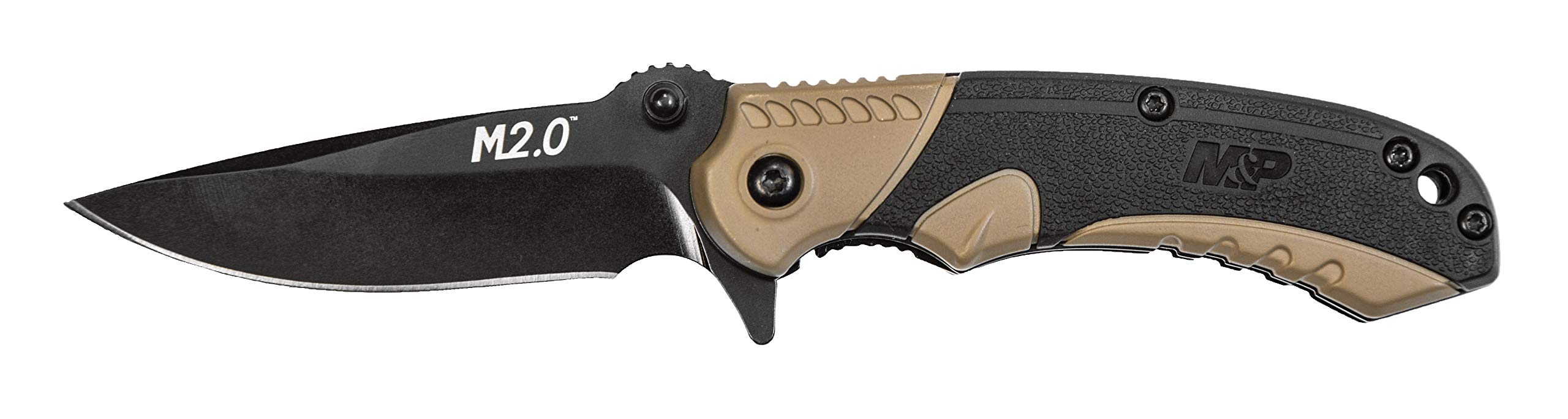 Smith & Wesson M&P M2.0 6.1in S.S Ultra-Glide Folding Knife with2.75in Drop Point Blade and Aluminum/Nylon FDE Handle