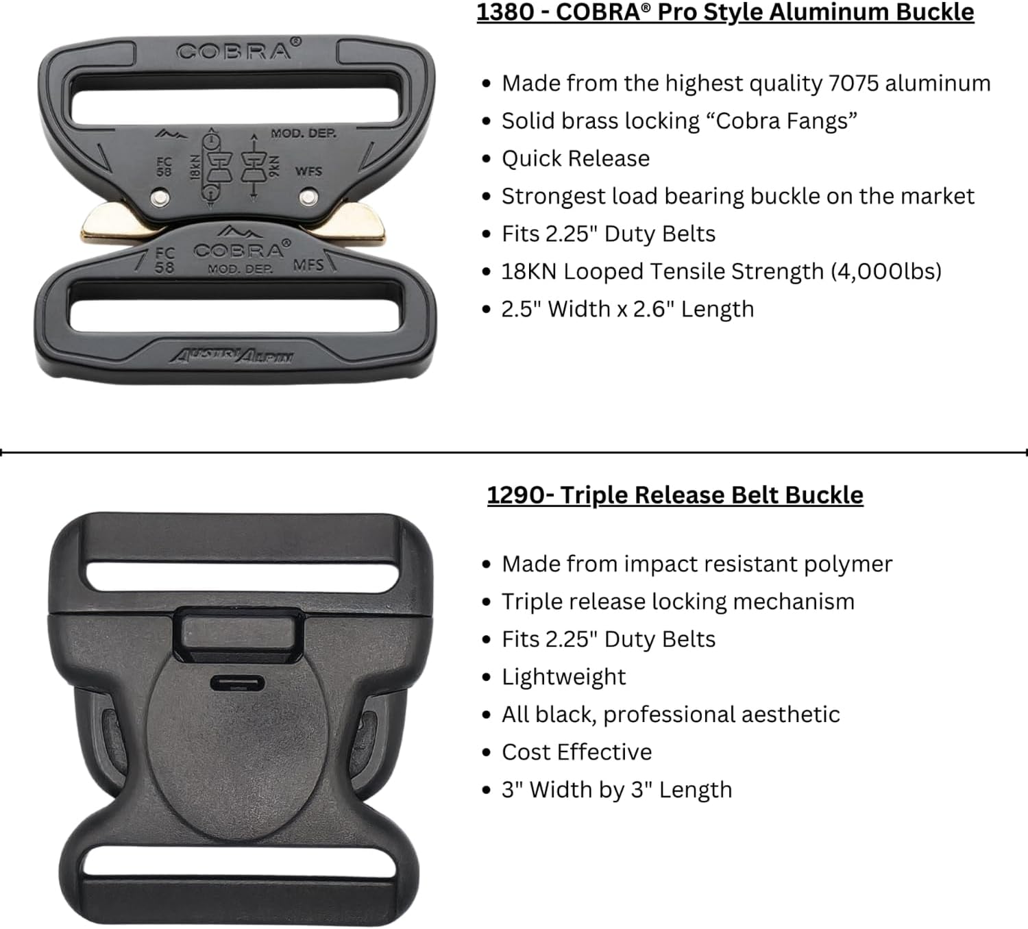 HERO'S PRIDE 2.25\" Ballistic Rigid Deluxe Duty Belt with Cobra Pro-style Quick-Release Buckle