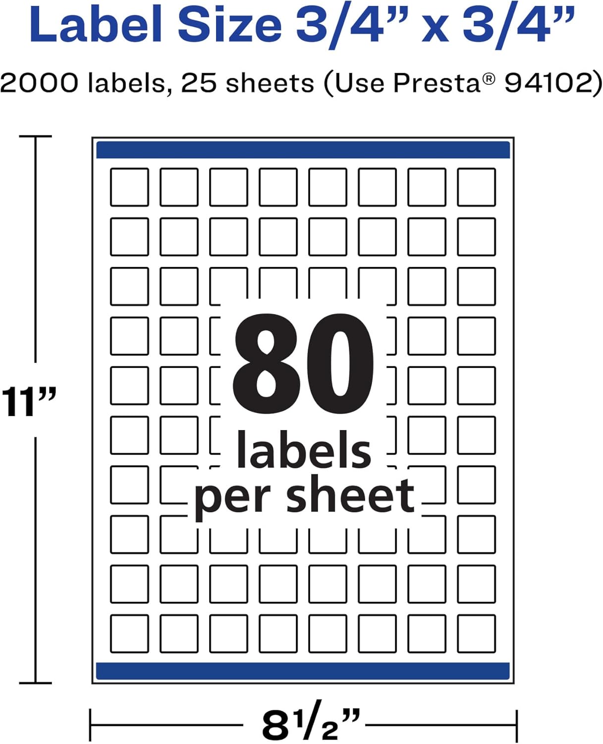 AVERY Durable Waterproof Square Labels, Sure Feed Technology, 3/4" x 3/4"