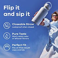 HYDRO FLASK Wide Mouth Flex Straw Cap Bottle - Insulated Stainless Steel