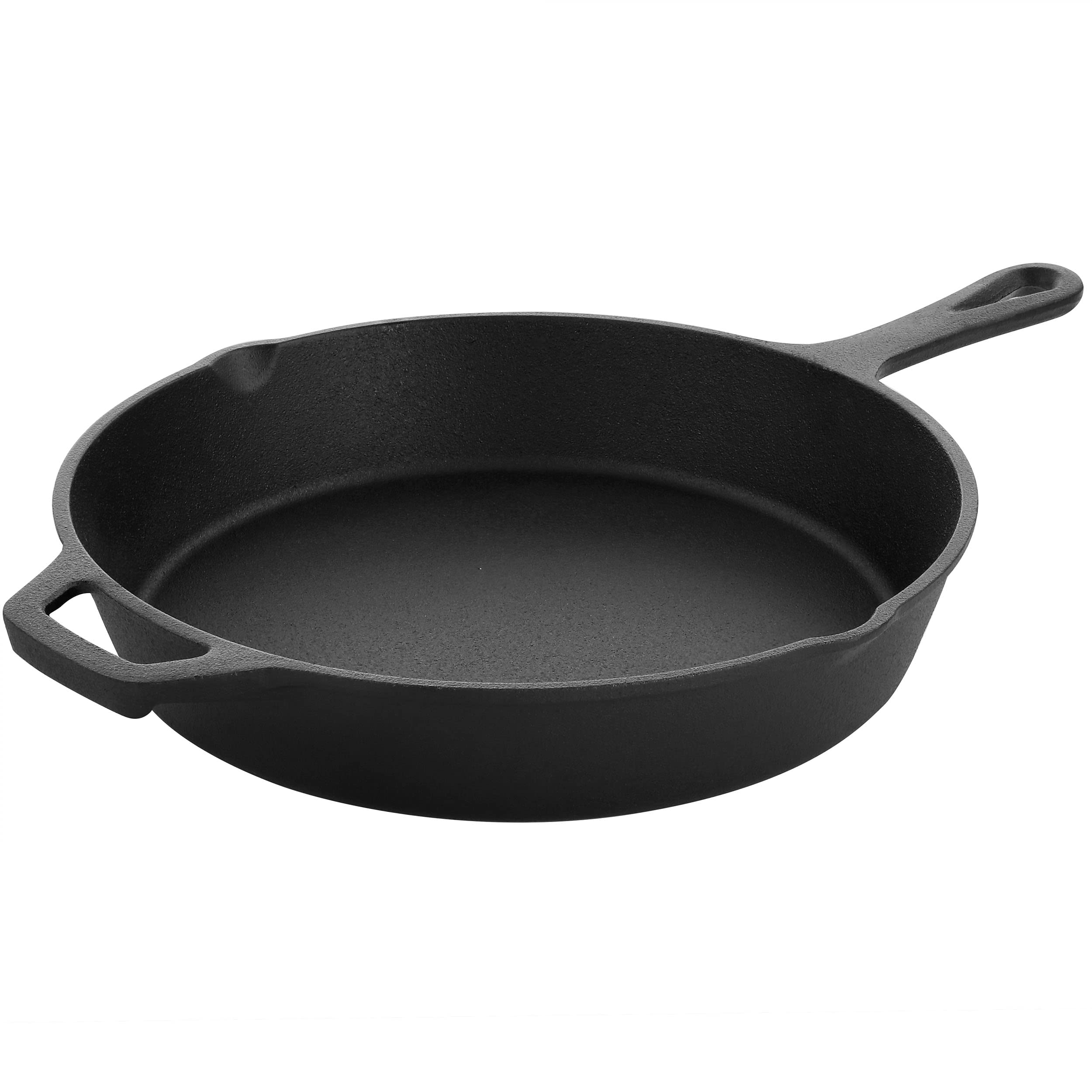 MegaChef 10 Inch Round Preseasoned Cast Iron Frying Pan with Handle in Black
