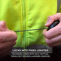 Ergodyne - 19300 Squids 3000 Retractable Lanyard with Carabiner Mount and Attachment End, Tool Weight Capacity 1 lbs,Black