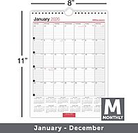 Office Depot Brand Monthly Wall Calendar, 8" x 11", White, January 2026 to December 2026, OD30132826