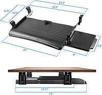 Mount-It! Keyboard Tray Under Desk with Adjustable Mouse Platform – Easy-Glide Sliding Drawer Under Desk Slide Out