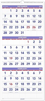 AT-A-GLANCE Three-Month Reference Wall Calendar