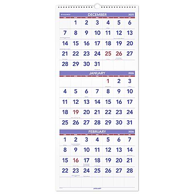 AT-A-GLANCE Three-Month Reference Wall Calendar