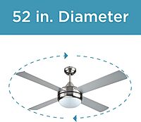 BLACK+DECKER 52 in. Ceiling Fan with Light and Remote - Brushed Nickel