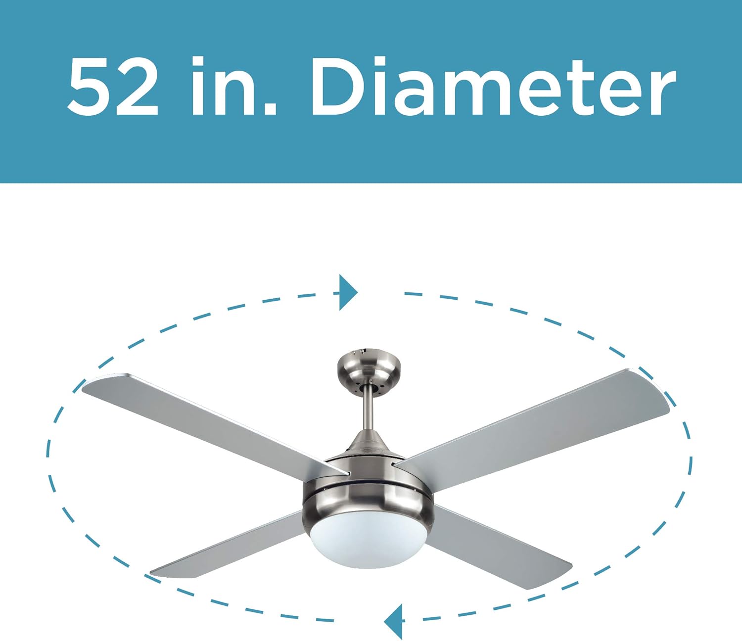 BLACK+DECKER 52 in. Ceiling Fan with Light and Remote - Brushed Nickel