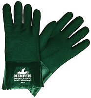 MCR Safety 6412 Memphis 12" Premium Double Dipped PVC Nitrile Reinforced Gloves, Jersey Lined with Sandy Finish, Large