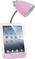 Simple Designs LD1056-PNK Gooseneck Organizer Desk Lamp with Tablet Stand, USB Port, Adjustable Height, Pink