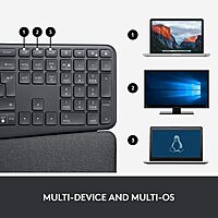 Logitech Ergo K860 Split Wireless Keyboard for Business - Ergonomic Design, Secured Logi Bolt Technology, Bluetooth, Globally Certified, Windows/Mac/Chrome/Linux - Graphite