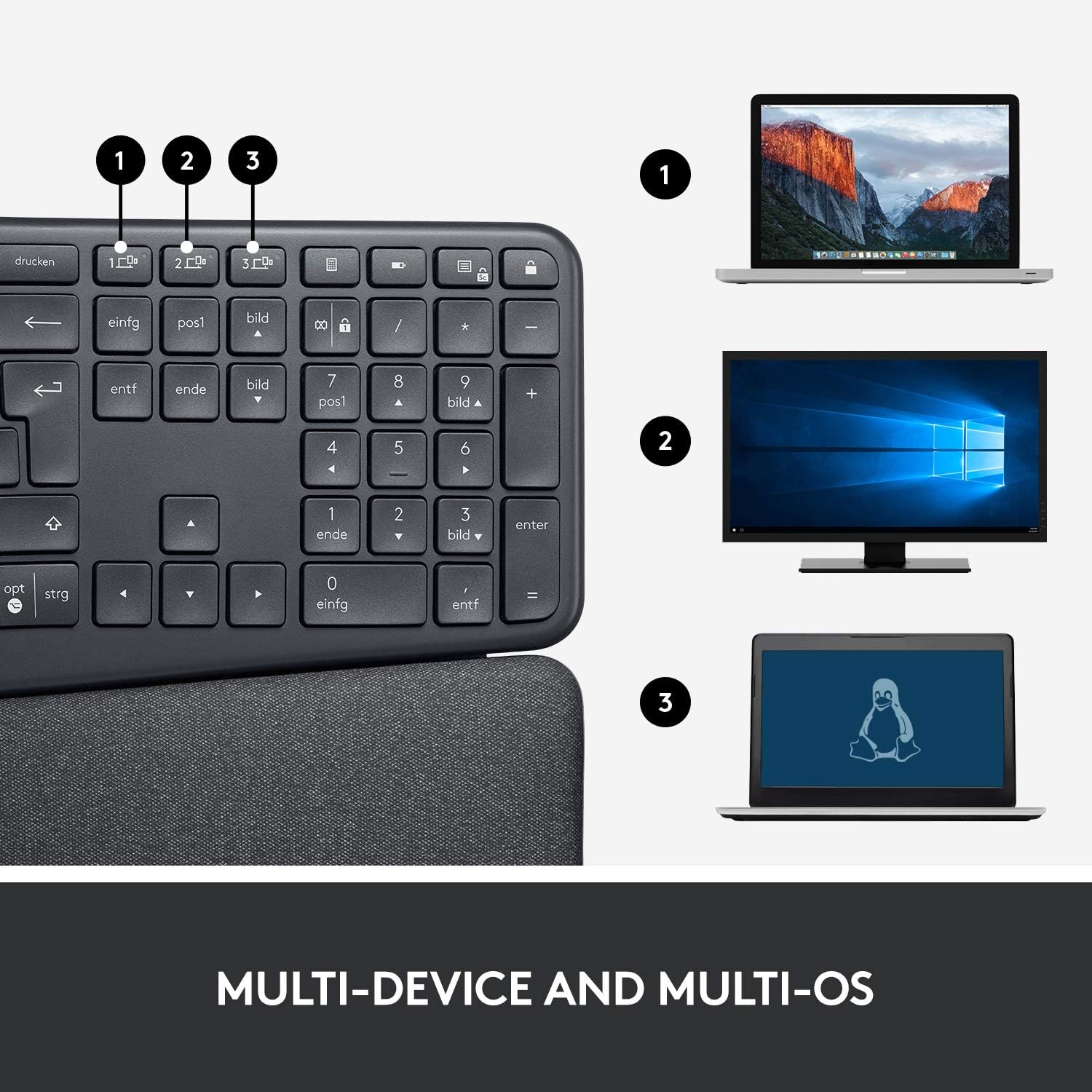 Logitech Ergo K860 Split Wireless Keyboard for Business - Ergonomic Design, Secured Logi Bolt Technology, Bluetooth