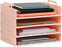 MIND READER Stackable Paper Trays Desktop Organizer Letter-Size