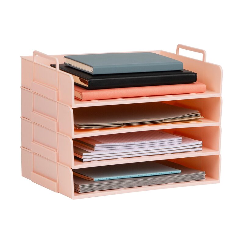 MIND READER Stackable Paper Trays Desktop Organizer Letter-Size