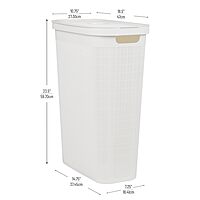MIND READER Slim Laundry Hamper with Lid, 40L Linen Design Plastic