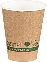 Planet+ 100% Compostable PLA Laminated Double-Wall Insulated Hot Cup, 8-Ounce, 1000-Count Case