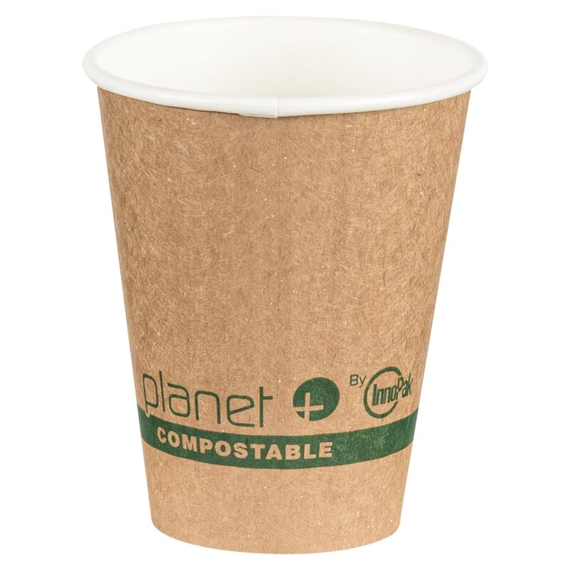 Planet+ 100% Compostable PLA Laminated Double-Wall Insulated Hot Cup, 8-Ounce, 1000-Count Case