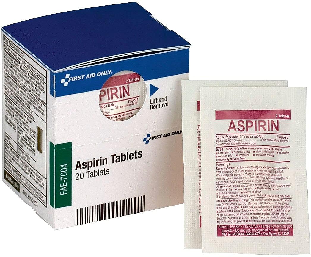 First Aid Only FAE-7004 SmartCompliance Refill Aspirin, 2/Packet, 10 Packets Total