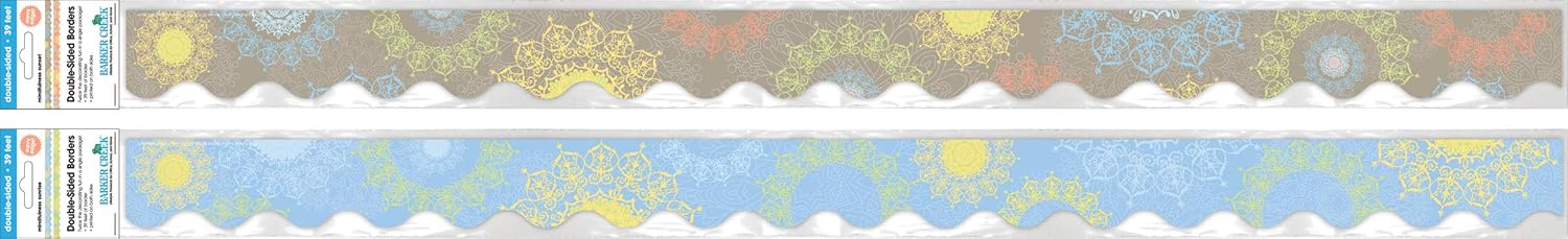 Barker Creek Double-Sided Scalloped Border Set of 2, Celebrate Mindfulness, Mixed-Design, 39' Each of 2 Designs