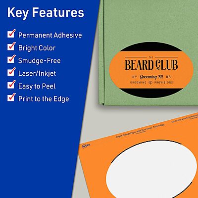 Avery Printable Oval Labels, Sure Feed Technology, 4" x 6", Bright Orange, Print-to-the-Edge, Laser/Inkjet