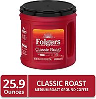 Folgers Classic Roast Ground Coffee, Medium Roast Coffee, 25.9 Ounce Canister