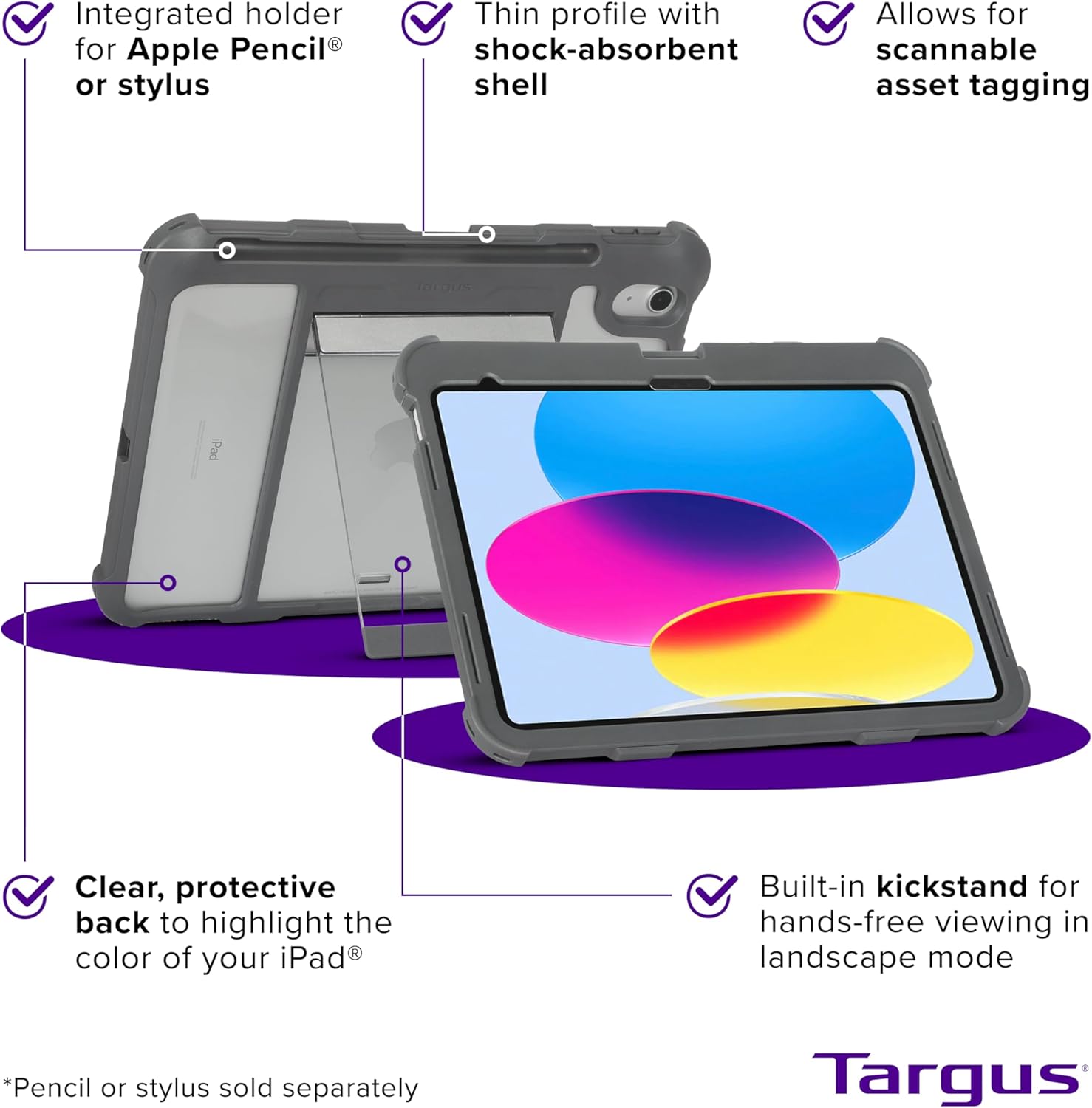 Targus - SafePort Clear Case Compatible with iPad (10th gen.) 10.9-Inch – Military Grade Tablet Protection