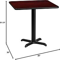 Flash Furniture Square Hospitality Table With X-Style Base, 31-3/16inH x 30inW x 30inD