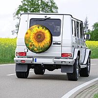 Bright Sunflower Printed Spare Tire Cover 15 Inch - Waterproof Wheel Covers Protectors - Universal Fit for Car, Trailer