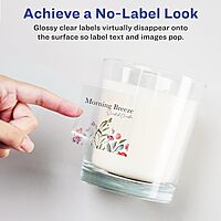Avery Glossy Clear Square Labels, Sure Feed Technology, 8" x 8", Laser/Inkjet Printable