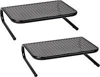 Mind Reader Metal Monitor Stand Ventilated Laptop Riser Desktop Organizer, 4-1/4inH x 11-1/4inW x 14-1/2inD, Black, Set of 2
