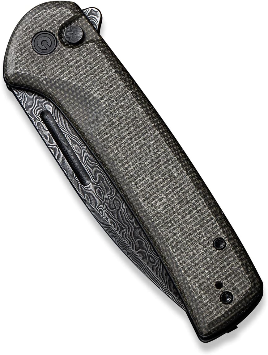 CIVIVI Conspirator Pocket Folding Knife 3.48in Blade, Micarta Handle, Button Lock