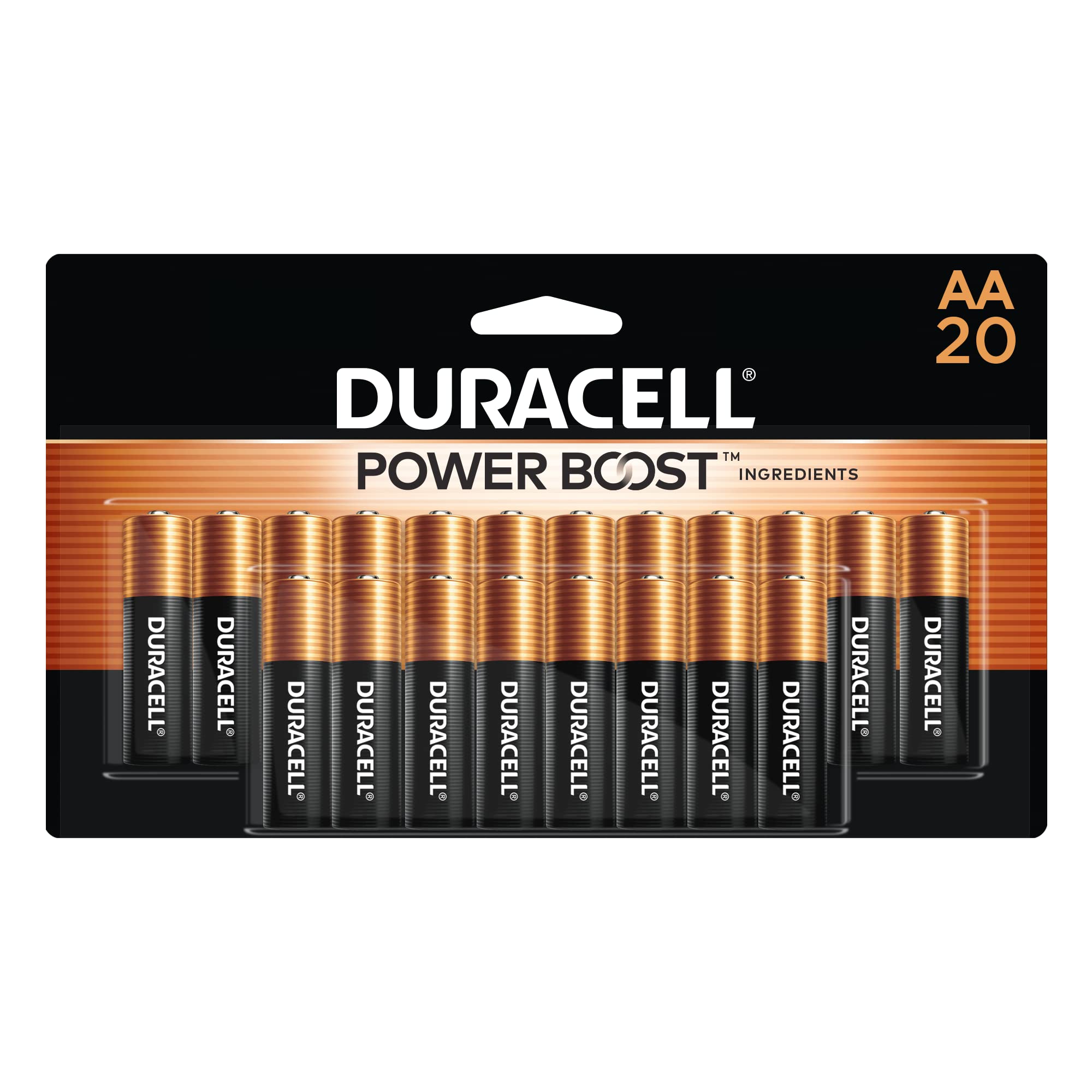Duracell Coppertop AA Batteries with Power Boost Ingredients, 20 Count Pack Double A Battery with Long-lasting Power